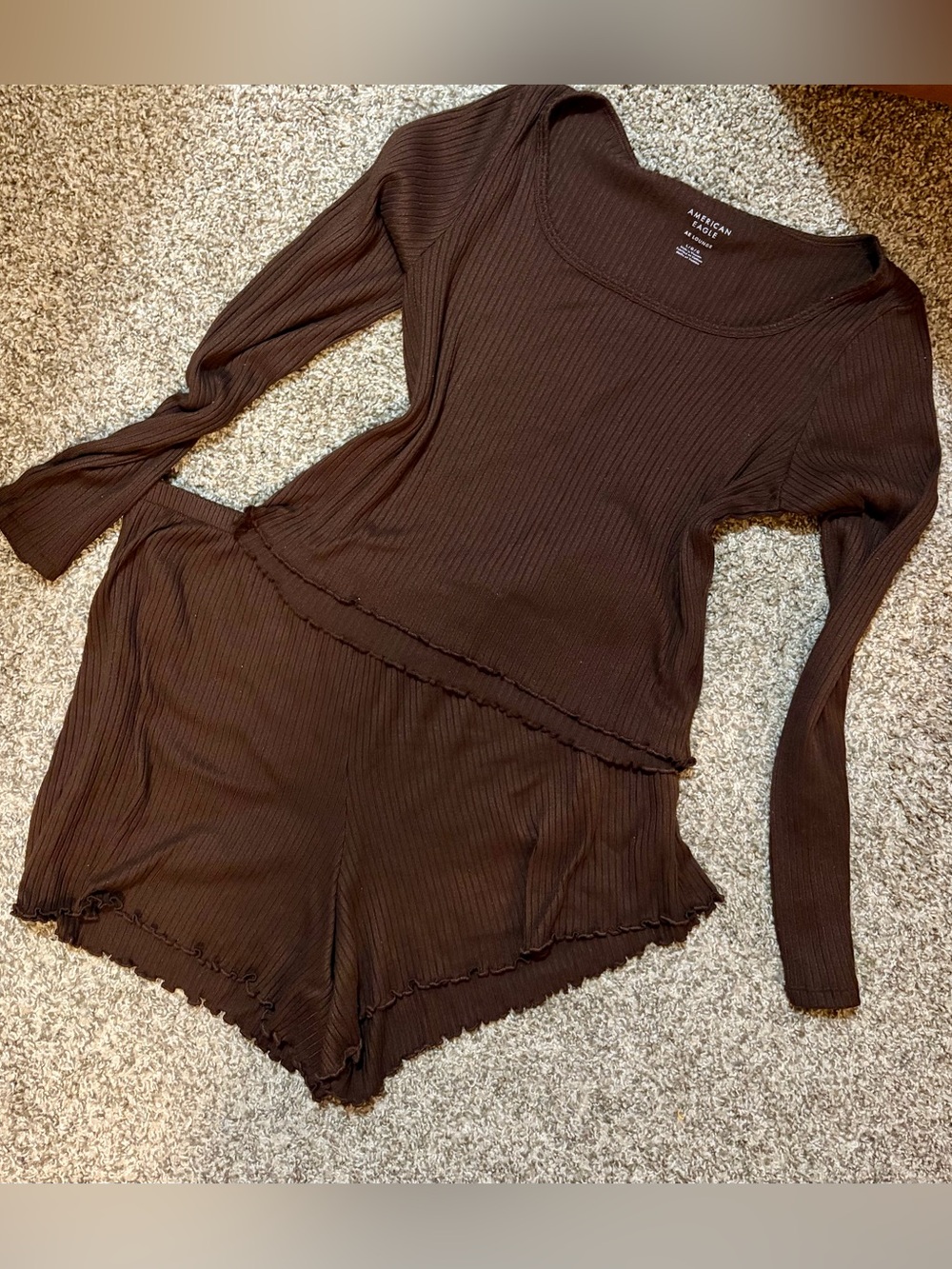 American Eagle Outfitters AE Lounge Ribbed Set - Brown